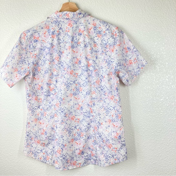 Eddie Bauer Floral Button Down Shirt medium Wrinkle Free Shaped Fit cotton - Picture 9 of 14